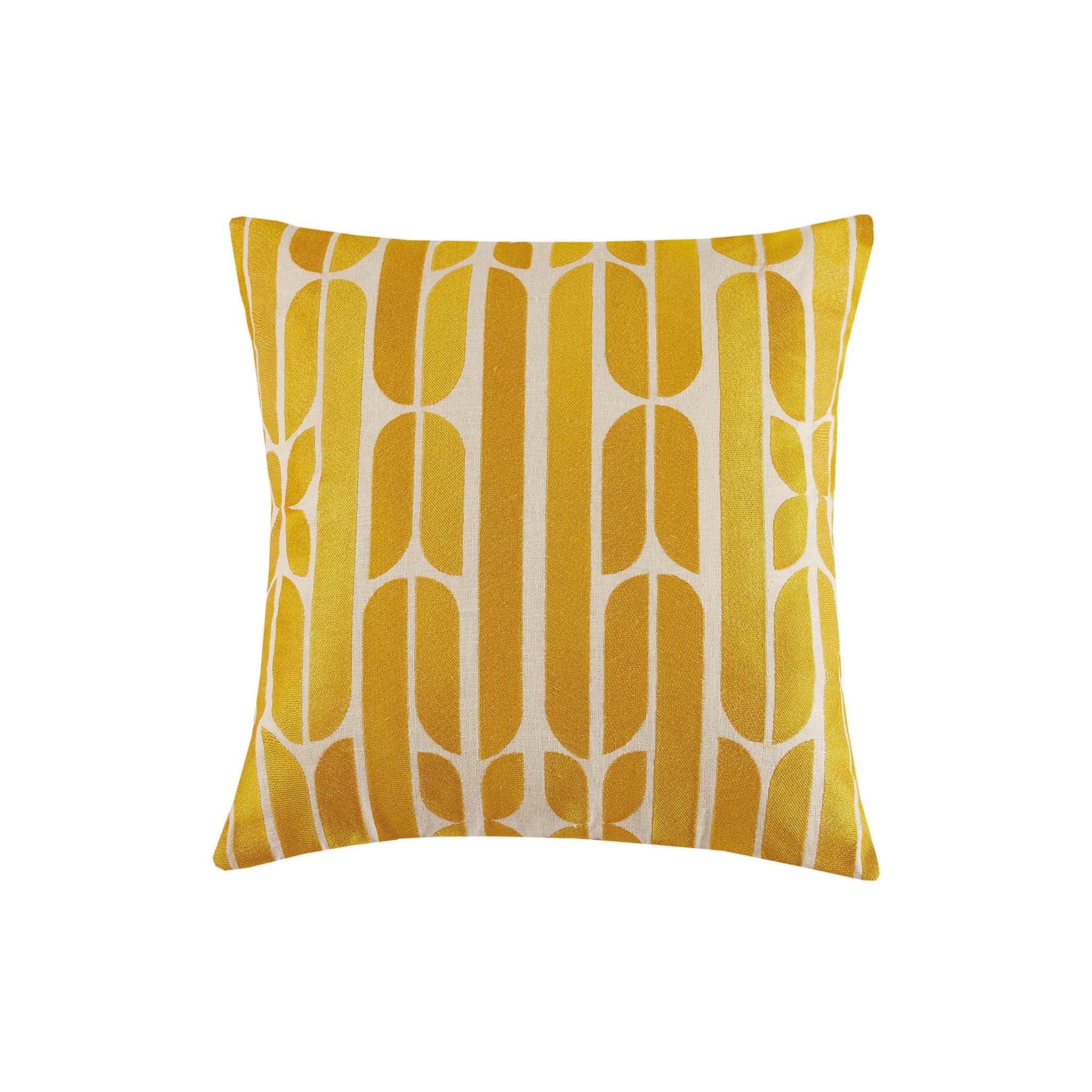 Modern Palm Print Pillow in Gold Embroidered Pillow