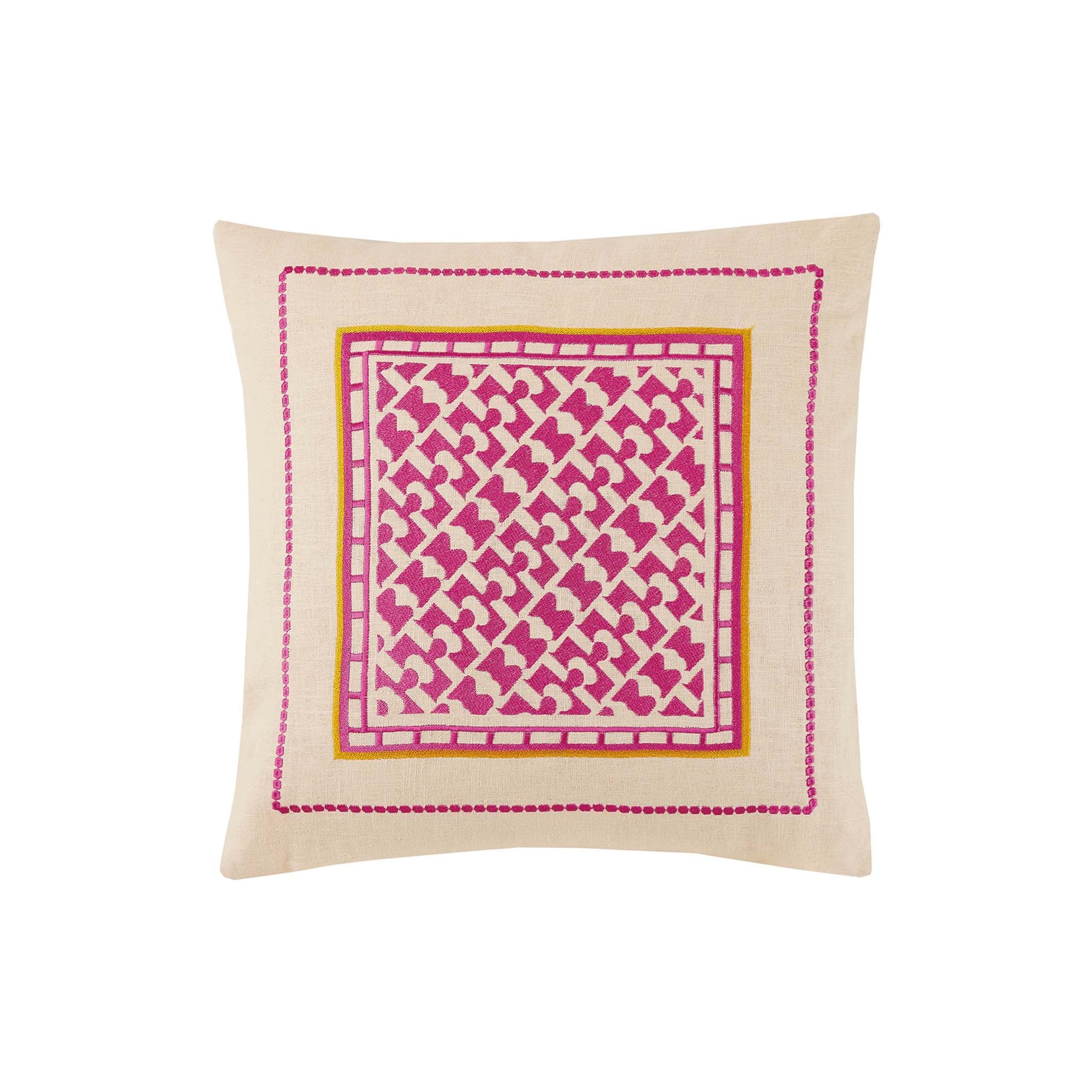 Miramar Pink Embroidered Pillow