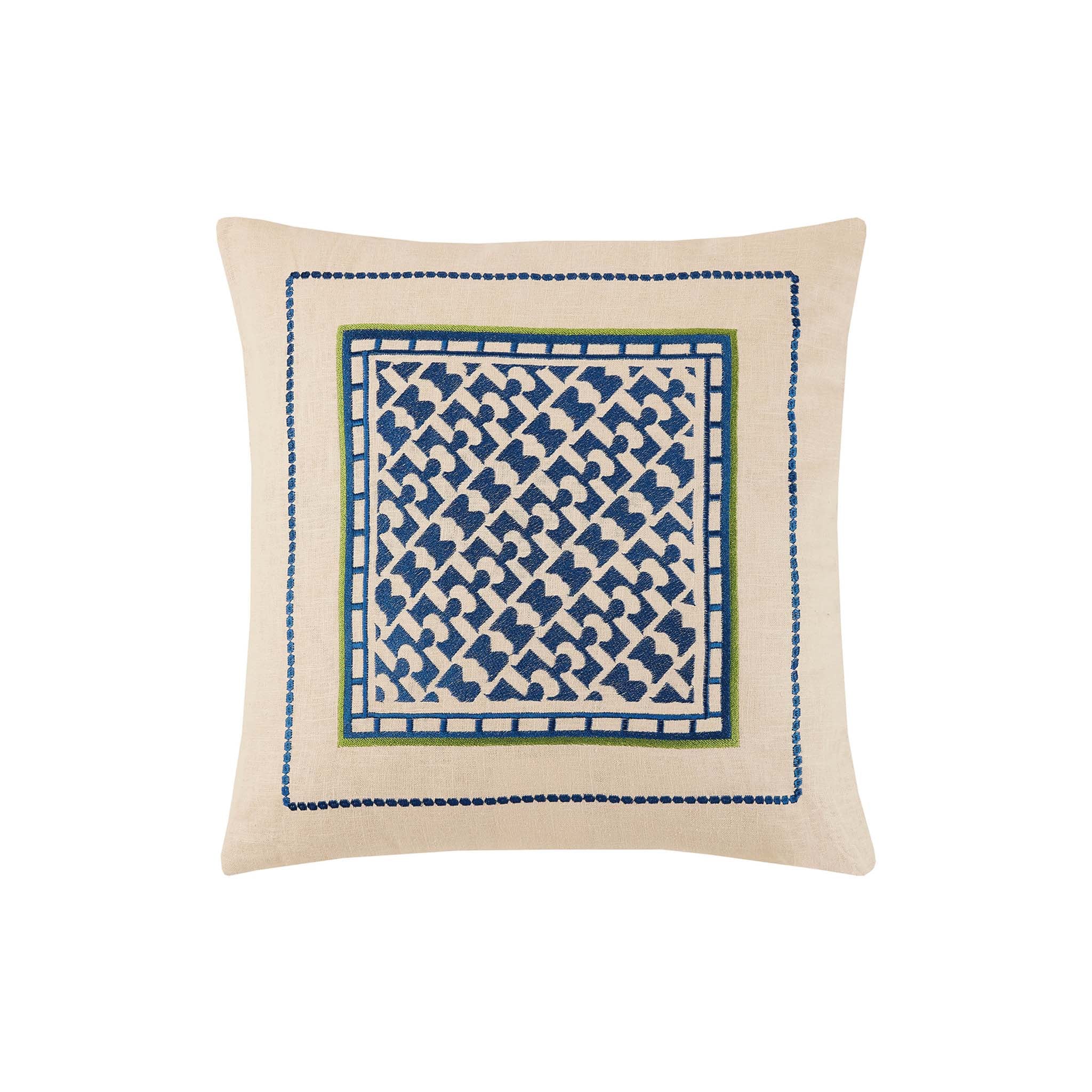 Miramar Blue Embroidered Pillow