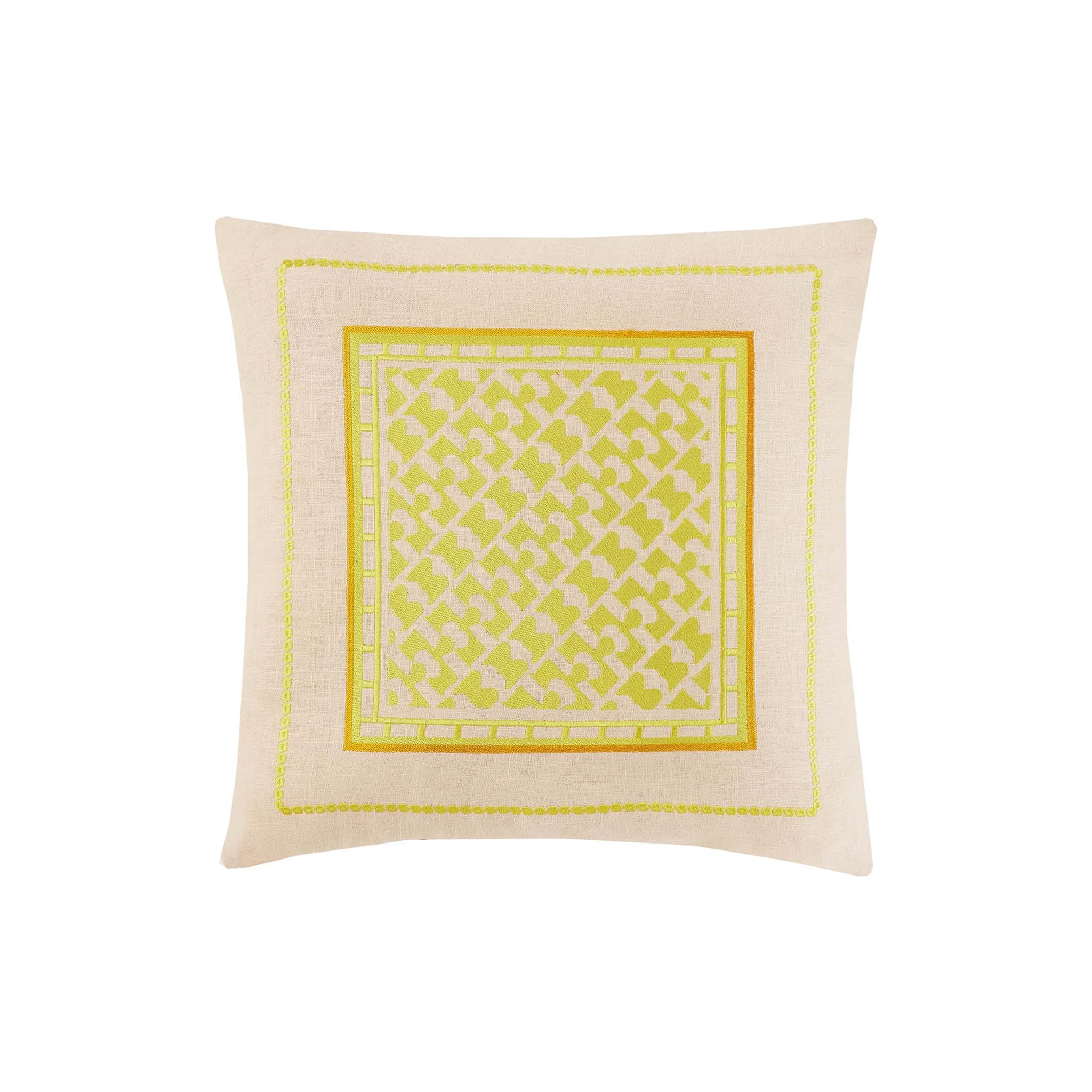 Miramar Yellow Embroidered Pillow