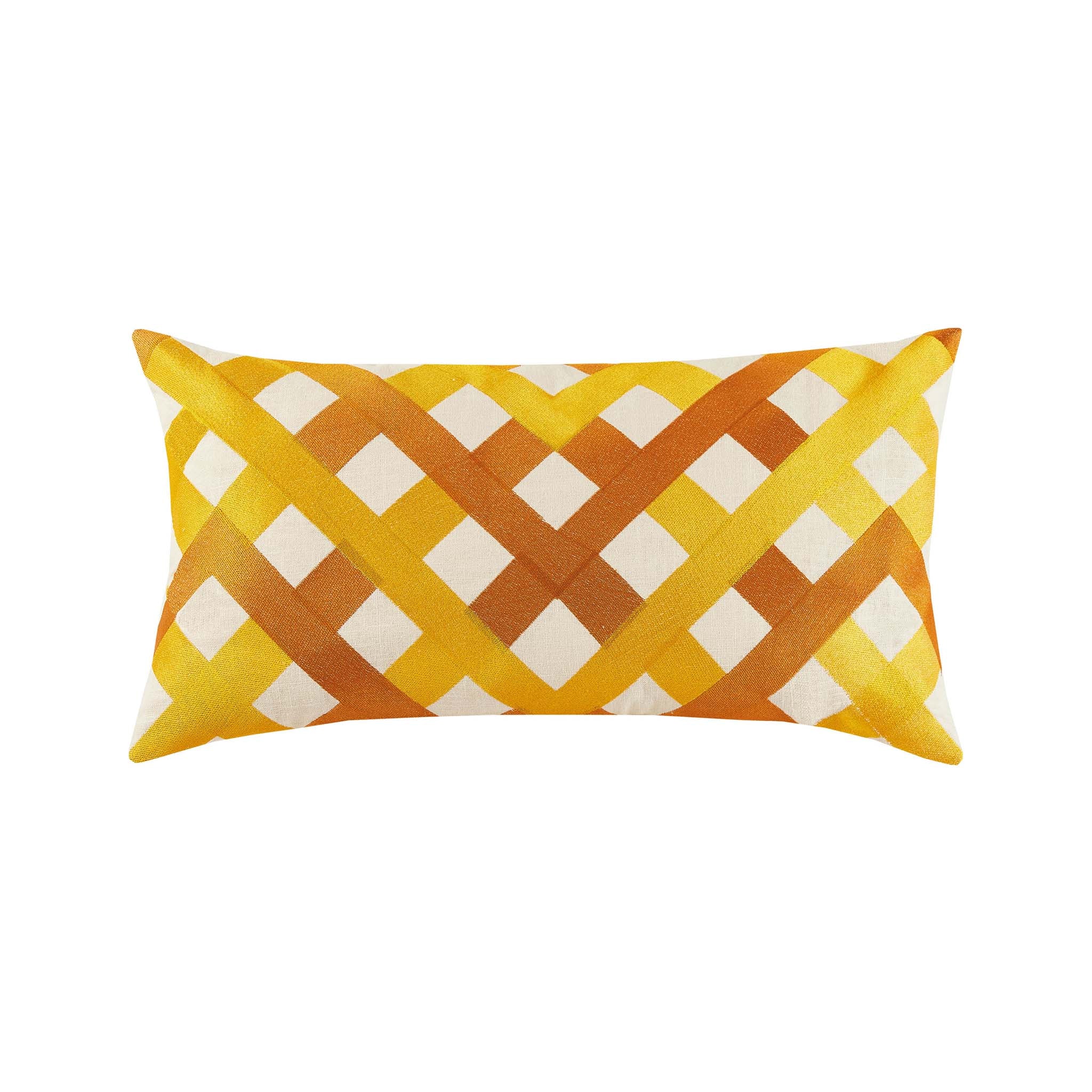 Yellow Trellis Embroidered Pillow