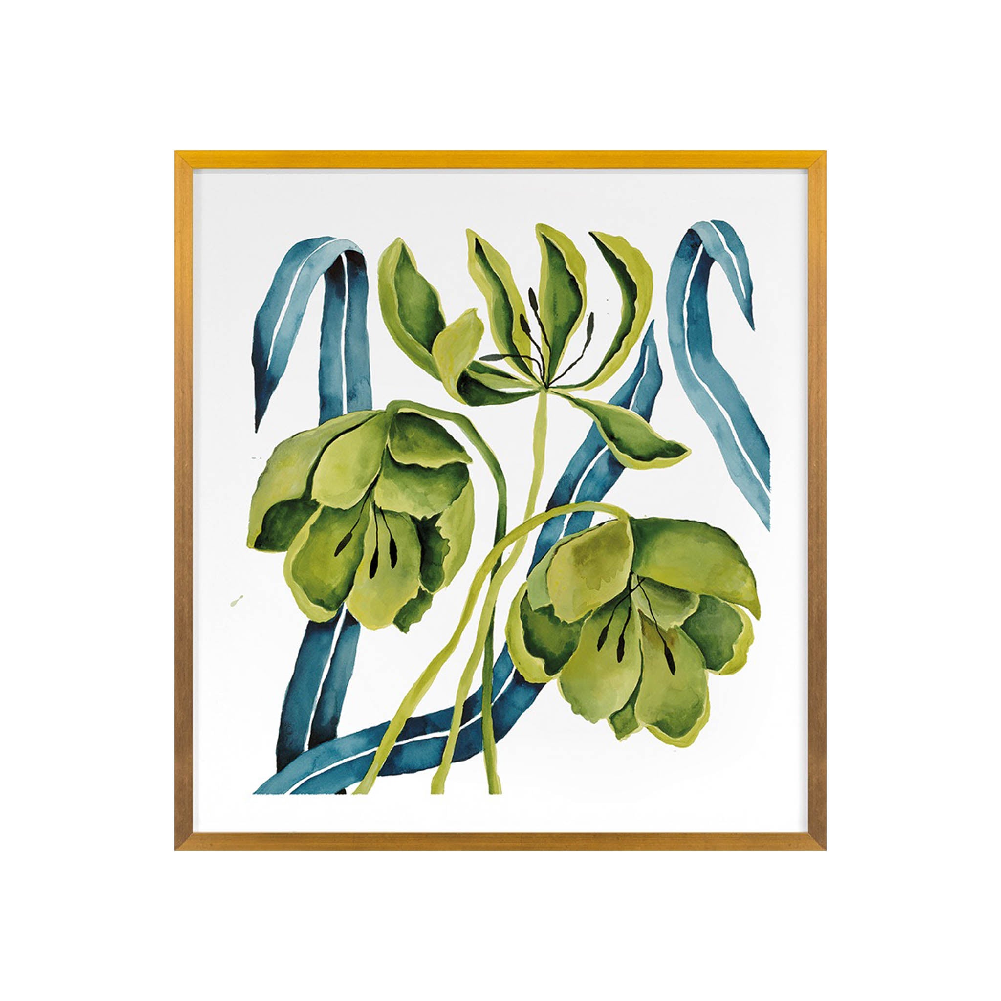 Blue Grass with Green Floral II 29 x 27 | Blue and Green Floral Wall ...