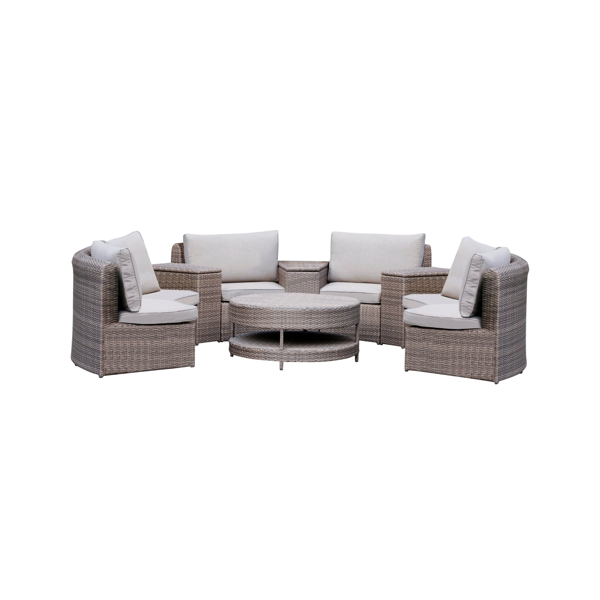 Woodstock Grey 8pc Round Outdoor Seating Sectional Set
