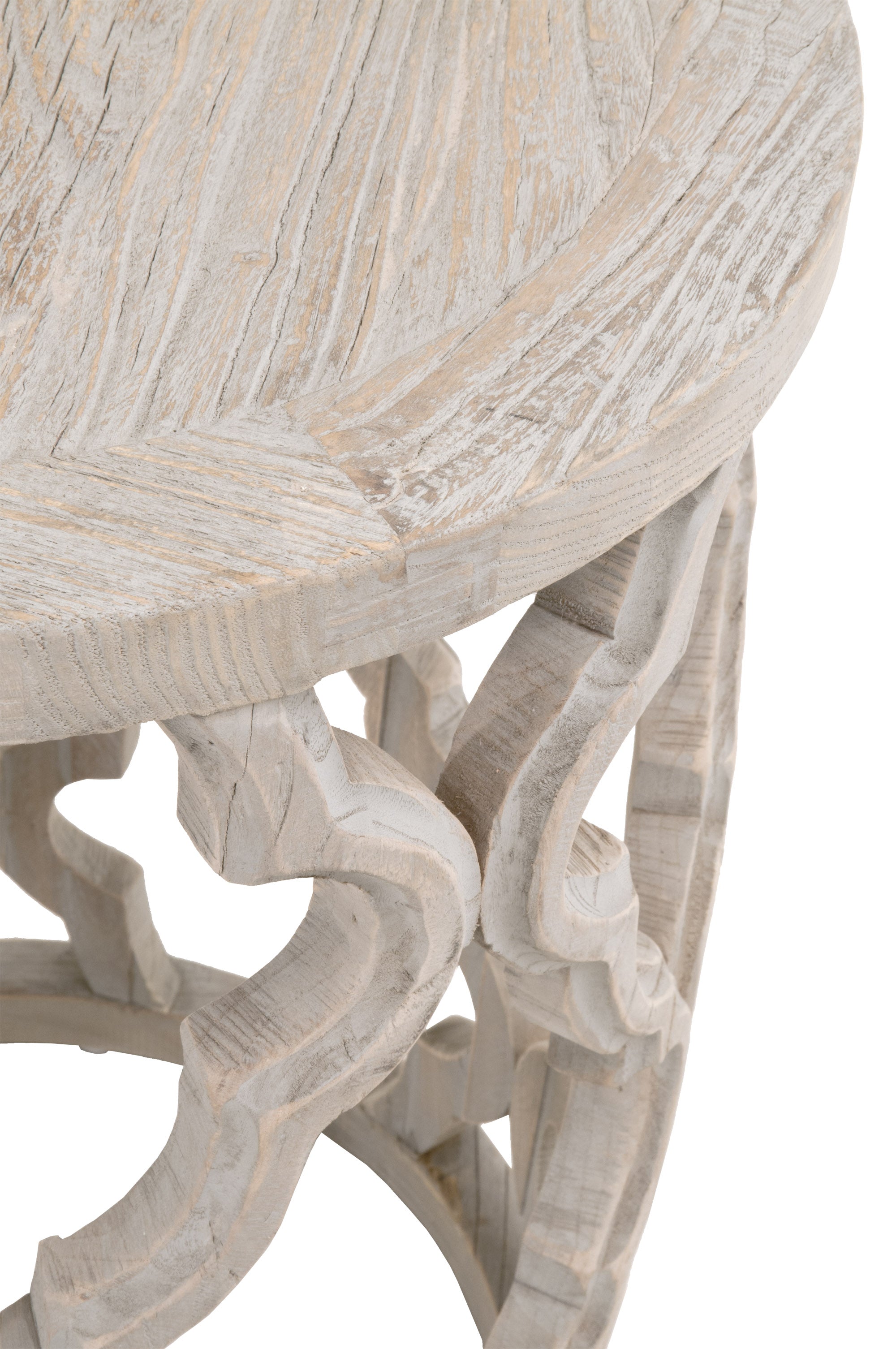 Carved Clover End Table