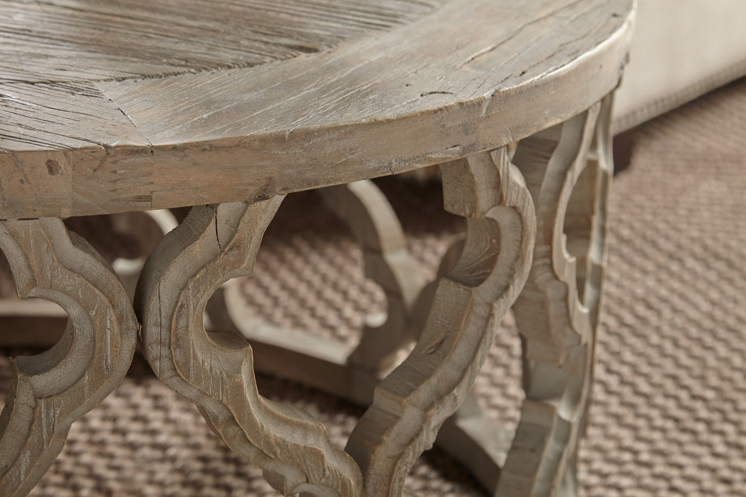 Carved Clover End Table