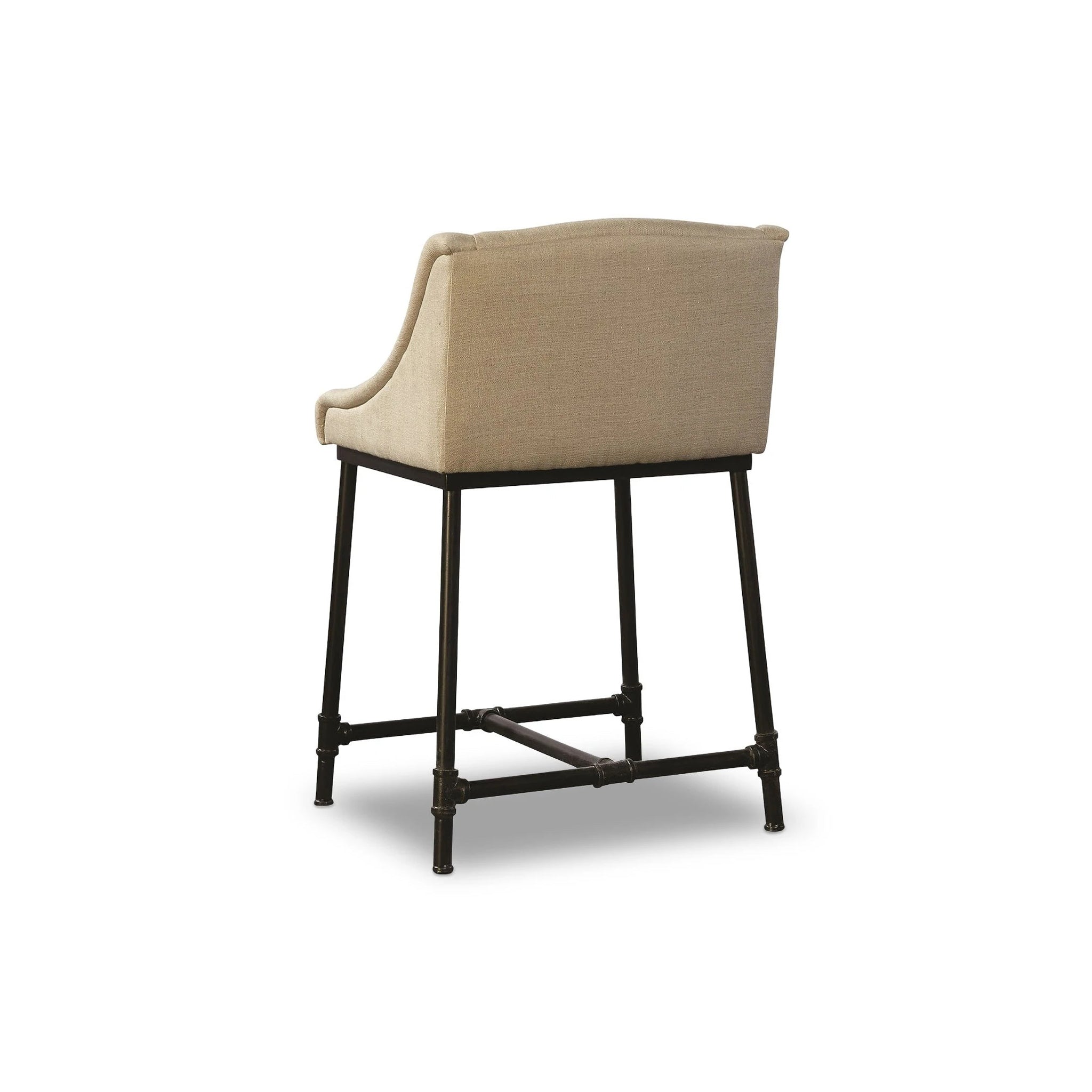 Linen & Iron Pipe Counter Stool