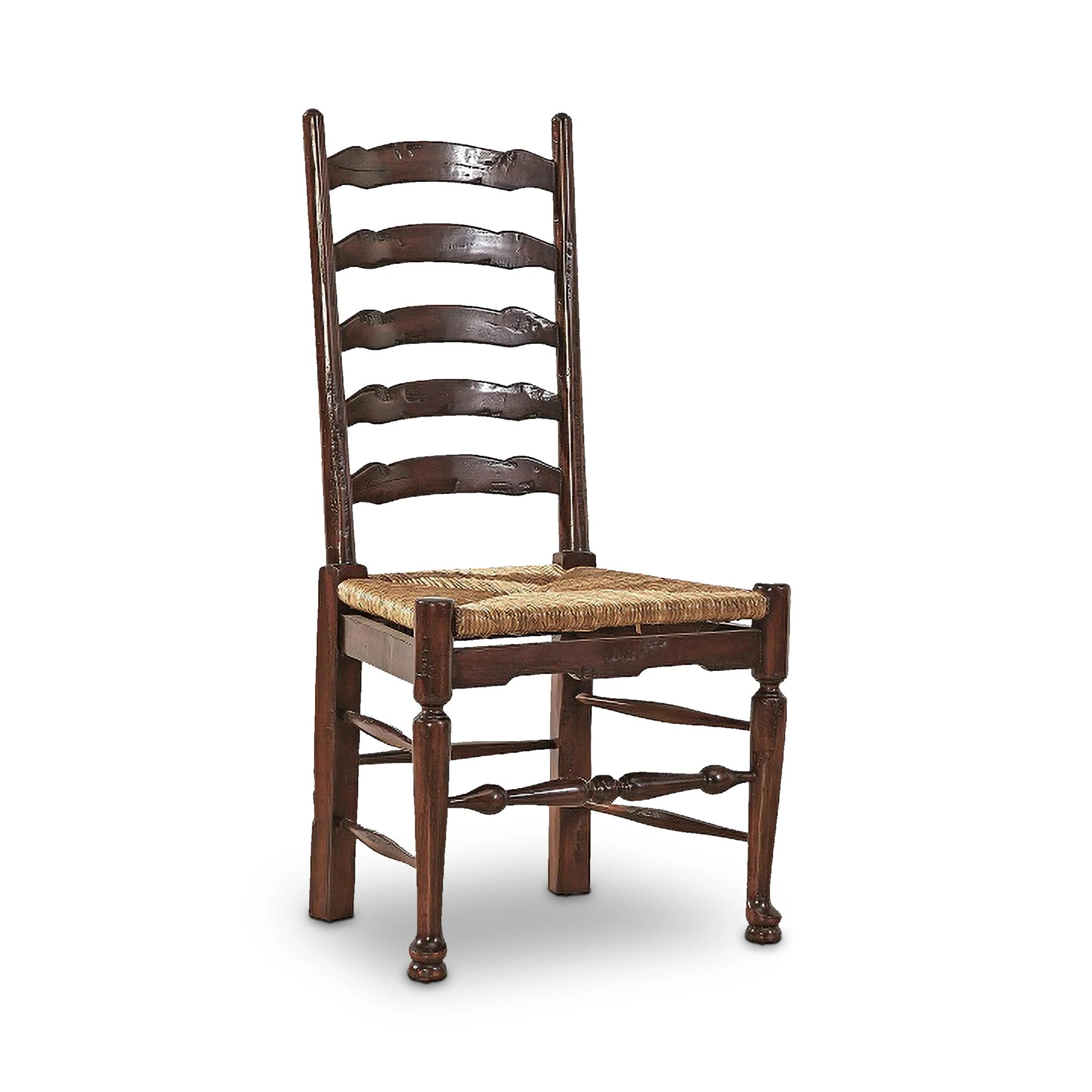 Cornwall Brown Ladder-Back Dining Side Chair: Chair angled showing ladder back