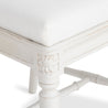 Closeup View of the Gustavian Dining Chair Edge (Color - White) on a White Background