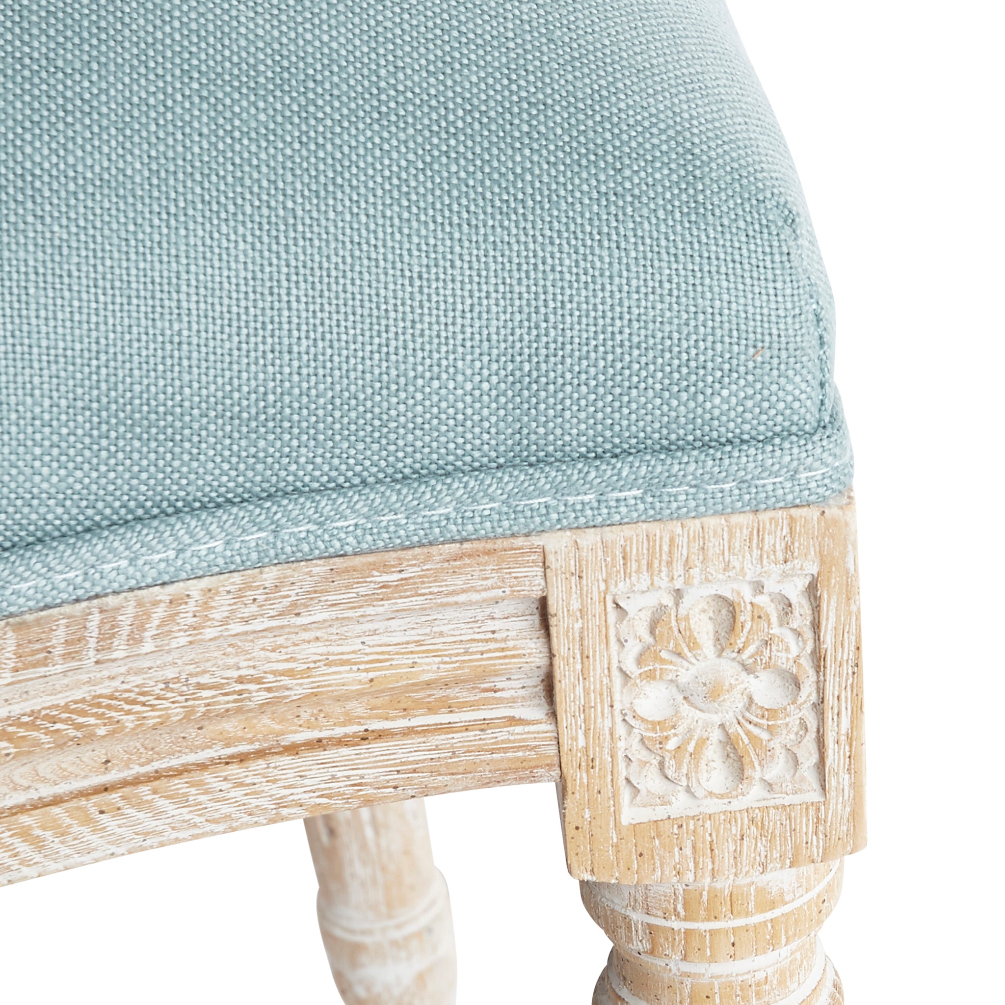 French Blue - Bleached Wood Louis XVI Side Chair Closeup View 
